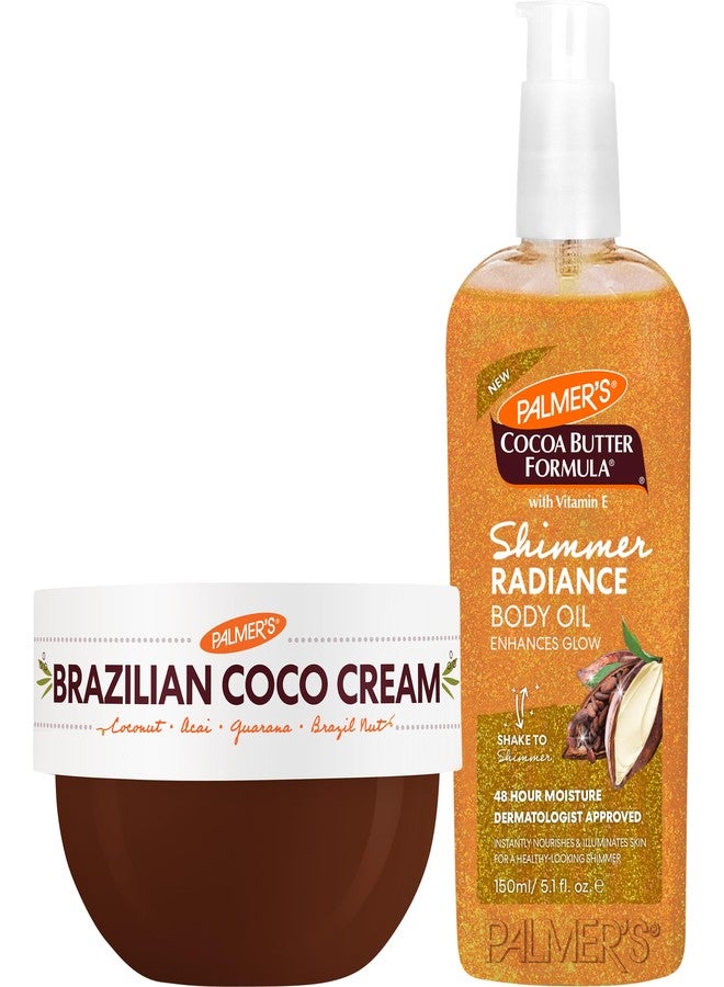 ثنائي بالمرز البرازيلي من كريم جوز الهند وزيت الجسم اللامع، كريم مخفوق لشد الجسم (250 مل) + زيت لامع لإشراقة البشرة (150 مل) لبشرة متألقة ومشدودة، يوفر ترطيبًا يدوم 48 ساعة.